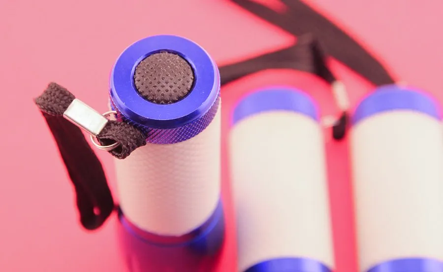 3 Quantity 9 LED Flashlights Blue Anodized Aluminum Rubber Grip Push Button NEW