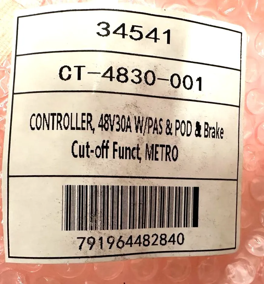 CONTROLLER, 48V30A W/PAS & POD & Brake Cut-off Function CT-4830-001 METRO E Bike
