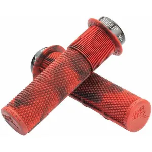 Deathgrip Bike Handlebar Grips - Marble Red, Lock-On, Flange, Thick