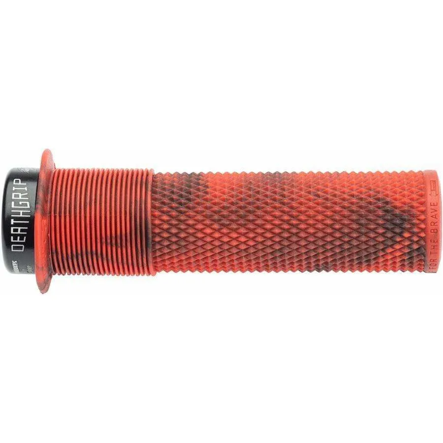 Deathgrip Bike Handlebar Grips - Marble Red, Lock-On, Flange, Thick