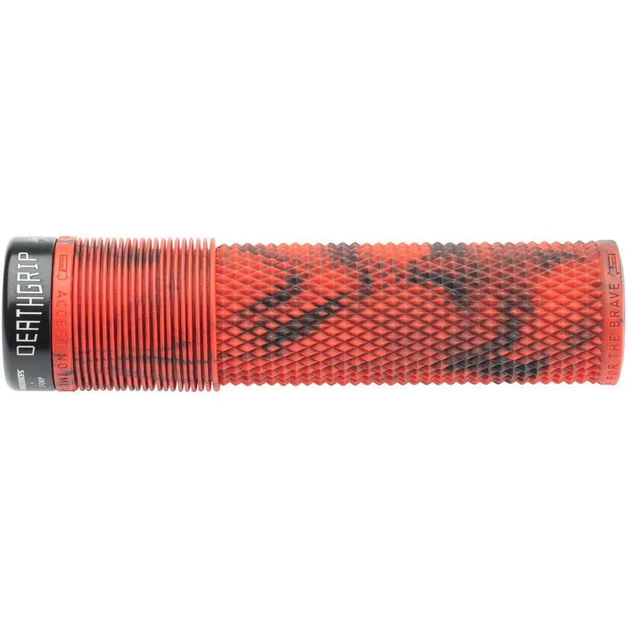 Deathgrip Bike Handlebar Grips - Marble Red, Lock-On, Thick