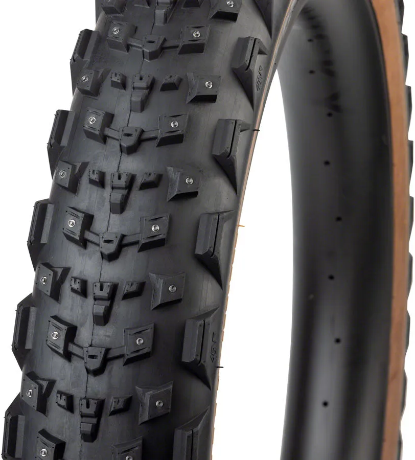 Dillinger 4 Tire - 26 x 4.2 Tubeless Folding Tan 60 TPI 168 Large Concave Carbide Aluminum Studs