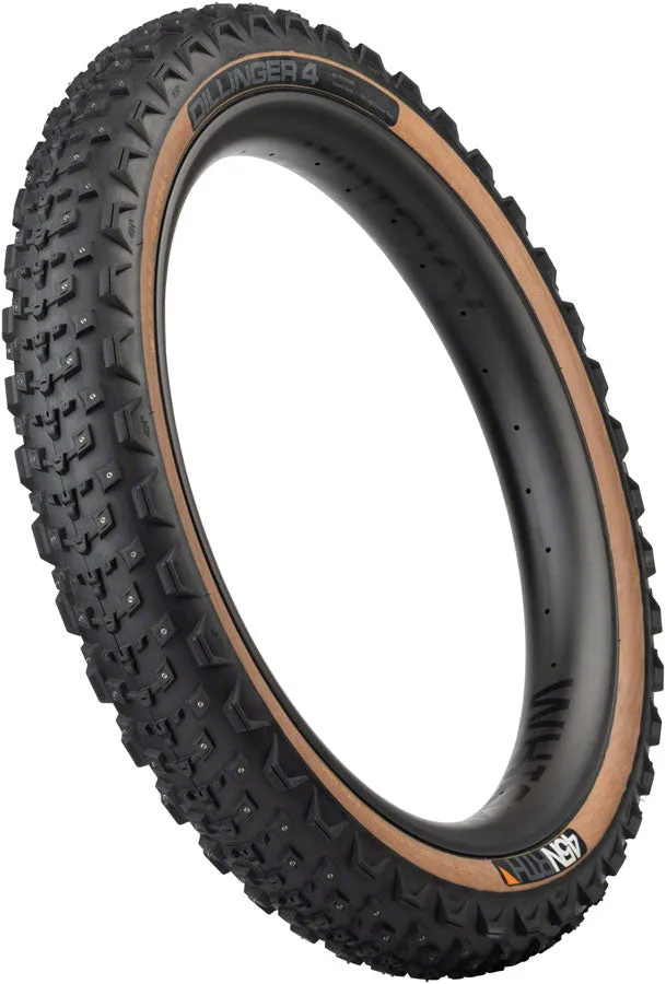 Dillinger 4 Tire - 26 x 4.2 Tubeless Folding Tan 60 TPI 168 Large Concave Carbide Aluminum Studs