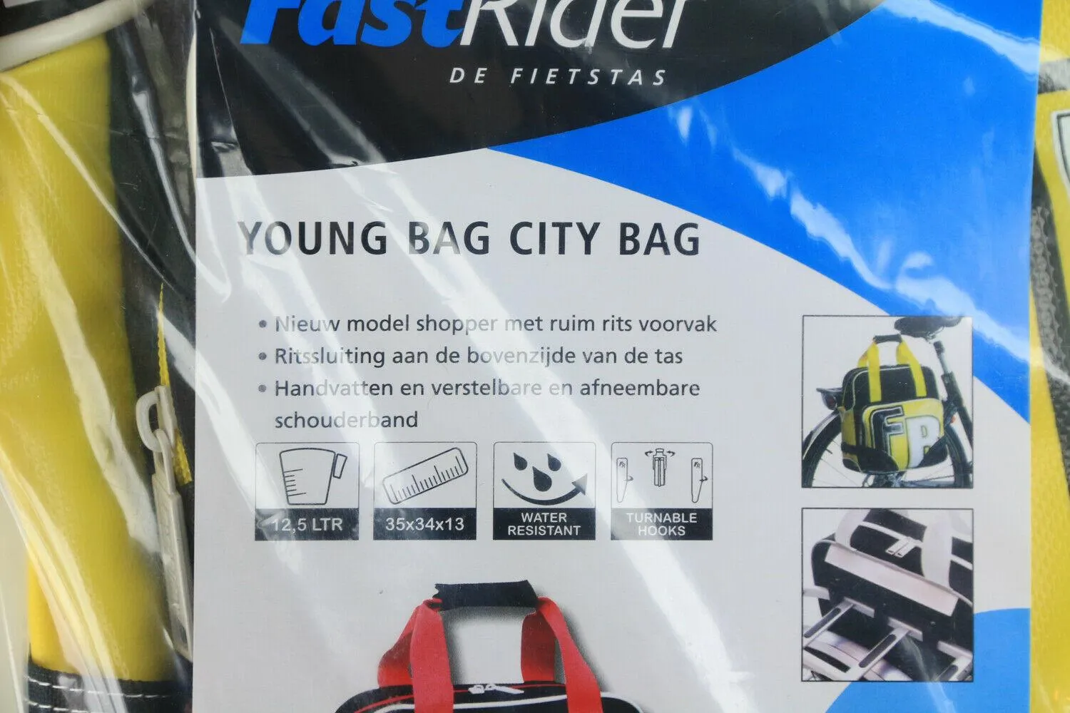 FastRider Young City Pannier Bike Bag 12.5L Water Resistant Black / Yellow NEW