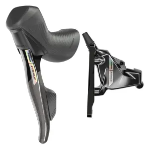 Force AXS HRD eTap Shift/Brake Lever Hydraulic Disc Brake Caliper - Left/Front Flat Mount 20mm Offset Iridescent Gray/Blk D2