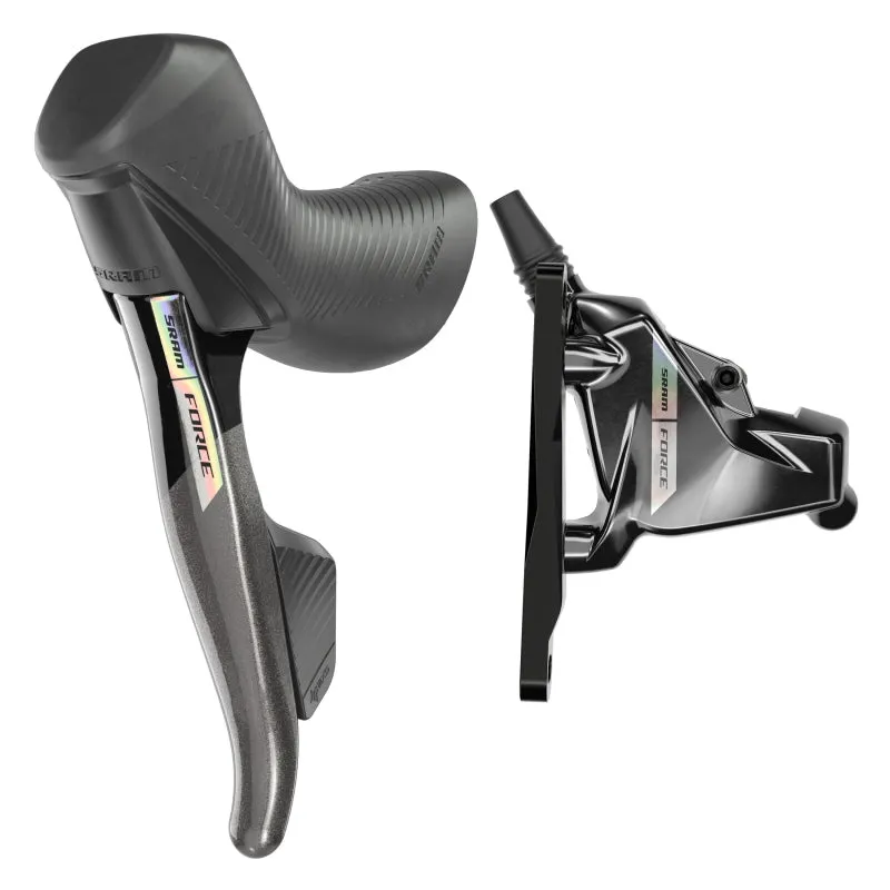 Force AXS HRD eTap Shift/Brake Lever Hydraulic Disc Brake Caliper - Left/Front Flat Mount 20mm Offset Iridescent Gray/Blk D2