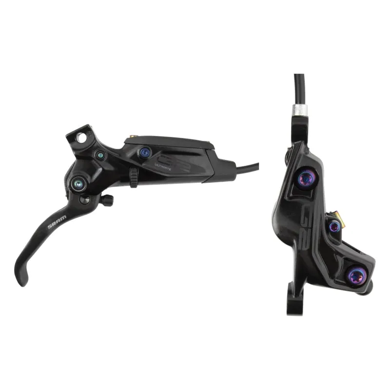 G2 Ultimate Disc Brake Lever - Front Post Mount Carbon Lever Titanium Hardware Gloss BLK Rainbow Hardware A2