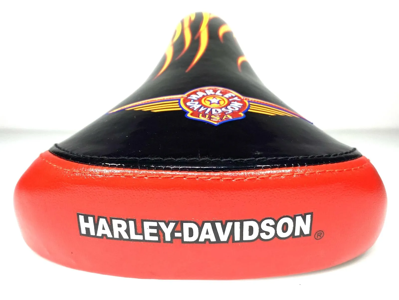 Harley-Davidson Cionlli Black/Red Flame Kids Bike Saddle Seat With Mount New