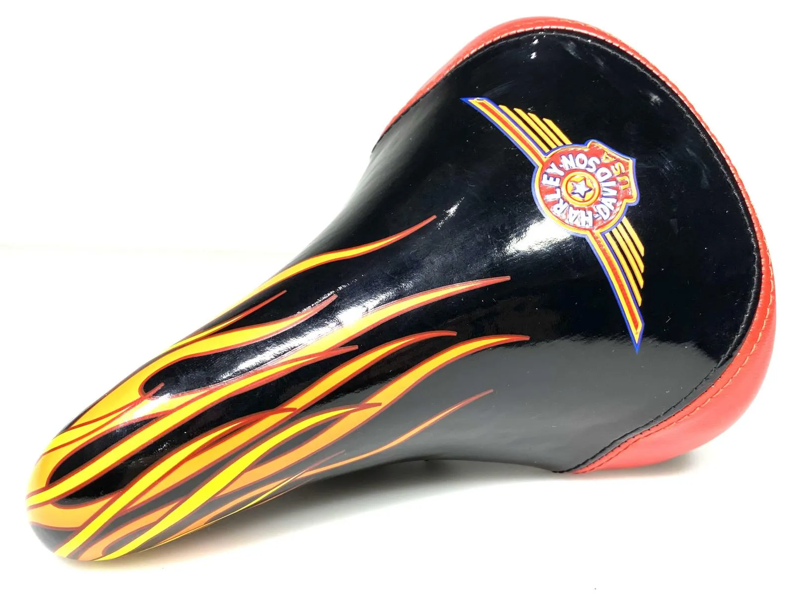 Harley-Davidson Cionlli Black/Red Flame Kids Bike Saddle Seat With Mount New
