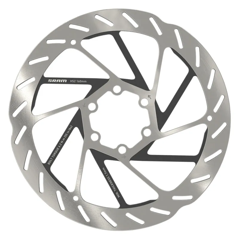 HS2 Disc Brake Rotor - 160mm 6-Bolt Rounded Silver/Black