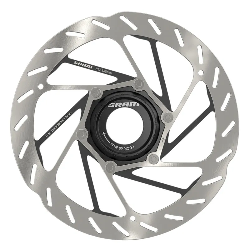 HS2 Disc Brake Rotor - 160mm Center Lock Rounded Silver/Black