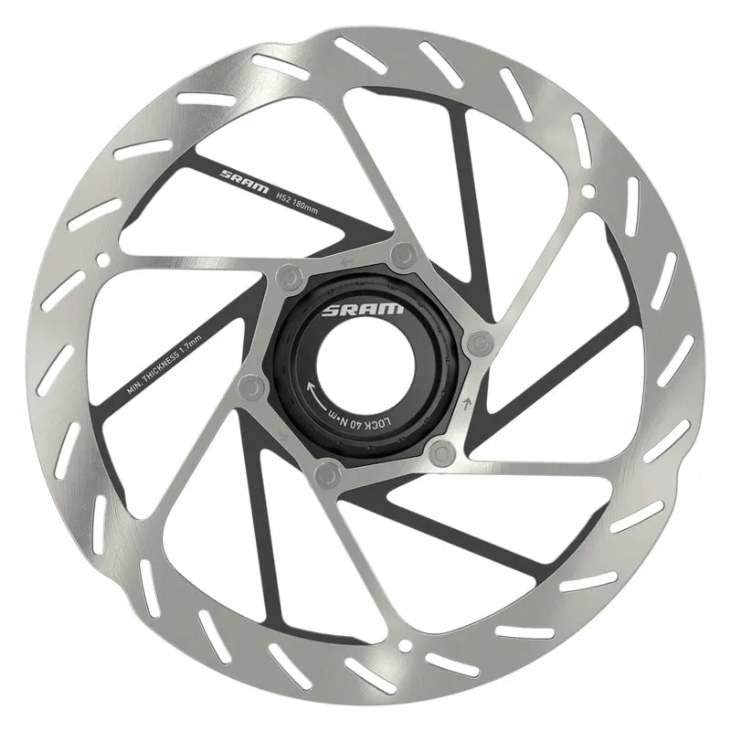 HS2 Disc Brake Rotor - 180mm Center Lock Rounded Silver/Black