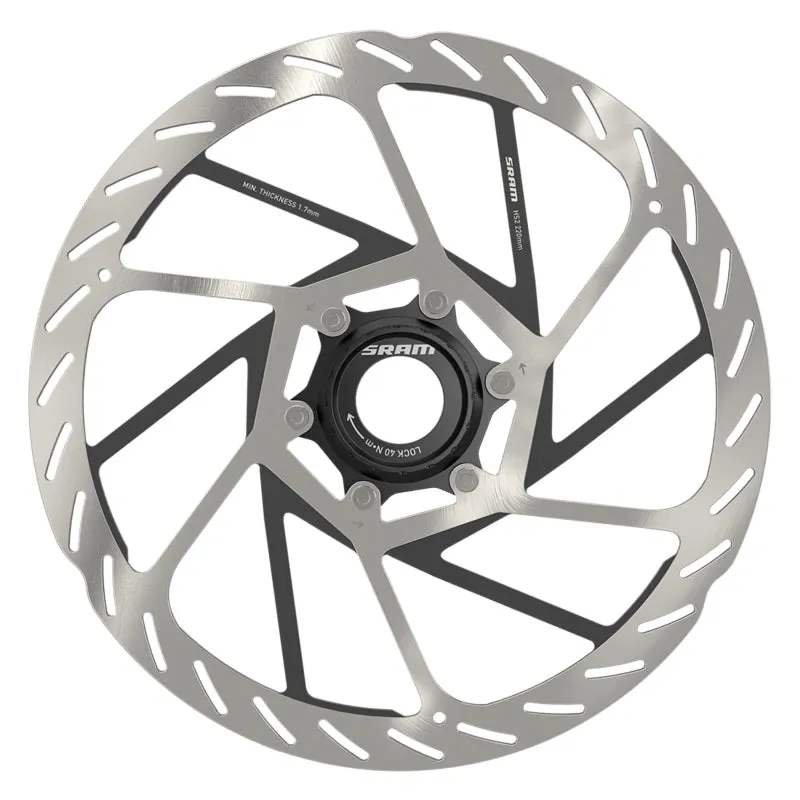 HS2 Disc Brake Rotor - 220mm Center Lock Rounded Silver/Black