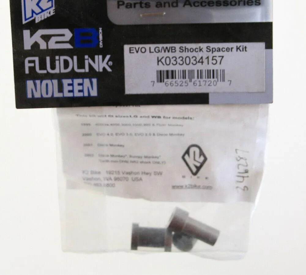 K2 B NOLEEN EVO LARGE To WAY BIG Shock Spacer Kit NEW
