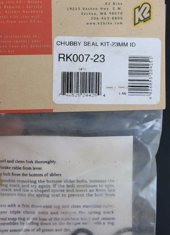 K2 NOLEEN RK007-23 Chubby Lt Seal Kit-23MM Rebuild Kit