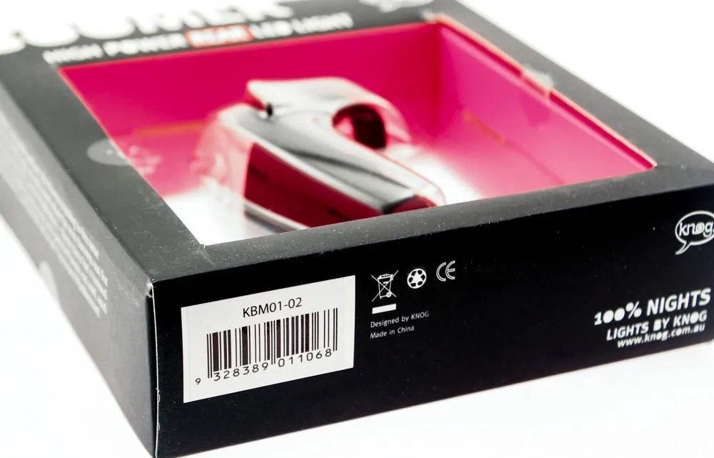 KNOG BOOMER '12 Black 1 RED LED Bike Rear Light 7 Lumen 4 Mode 600m Vis NEW