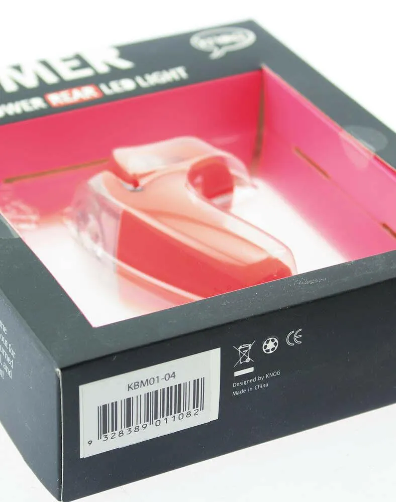 KNOG BOOMER '12 Red W/ 1 RED LED Bike Rear Light 7 Lumen 4 Mode 600m NEW