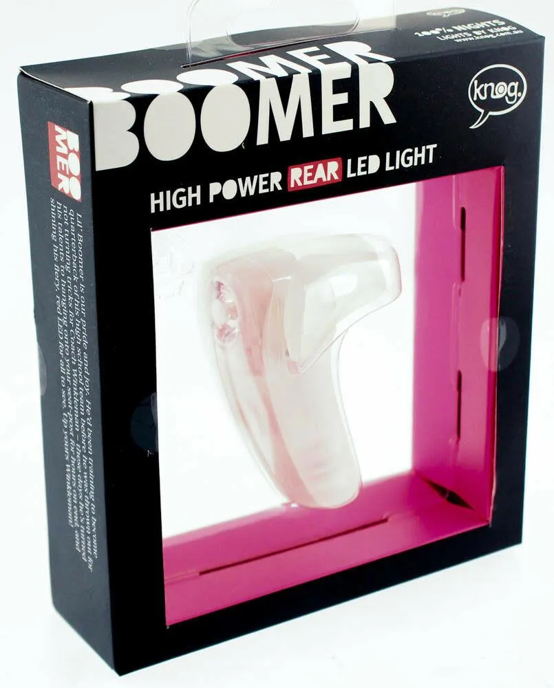 KNOG BOOMER '12 Translucent 1 RED LED Bike Rear Light 7 Lumen 4 Mode 600m NEW