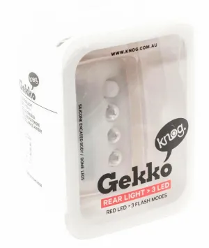 KNOG GEKKO 3 RED LED Bike Tail Light Rear Translucent 3 Flash Mode 2.4 Lumen NEW