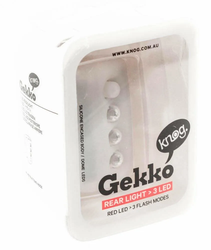 KNOG GEKKO 3 RED LED Bike Tail Light Rear Translucent 3 Flash Mode 2.4 Lumen NEW
