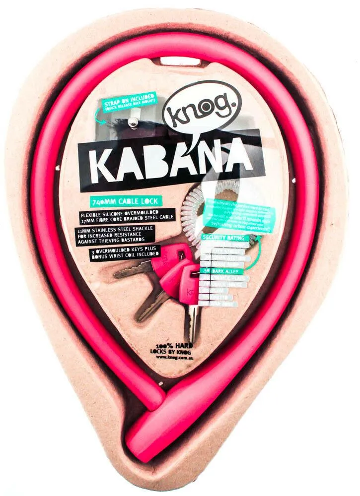KNOG KABANA 740mm Cable Bike Lock With Bracket Magenta Keyed QR Mount NEW
