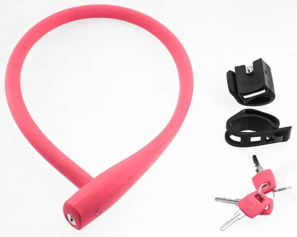 KNOG KABANA 740mm Cable Bike Lock With Bracket Magenta Keyed QR Mount NEW