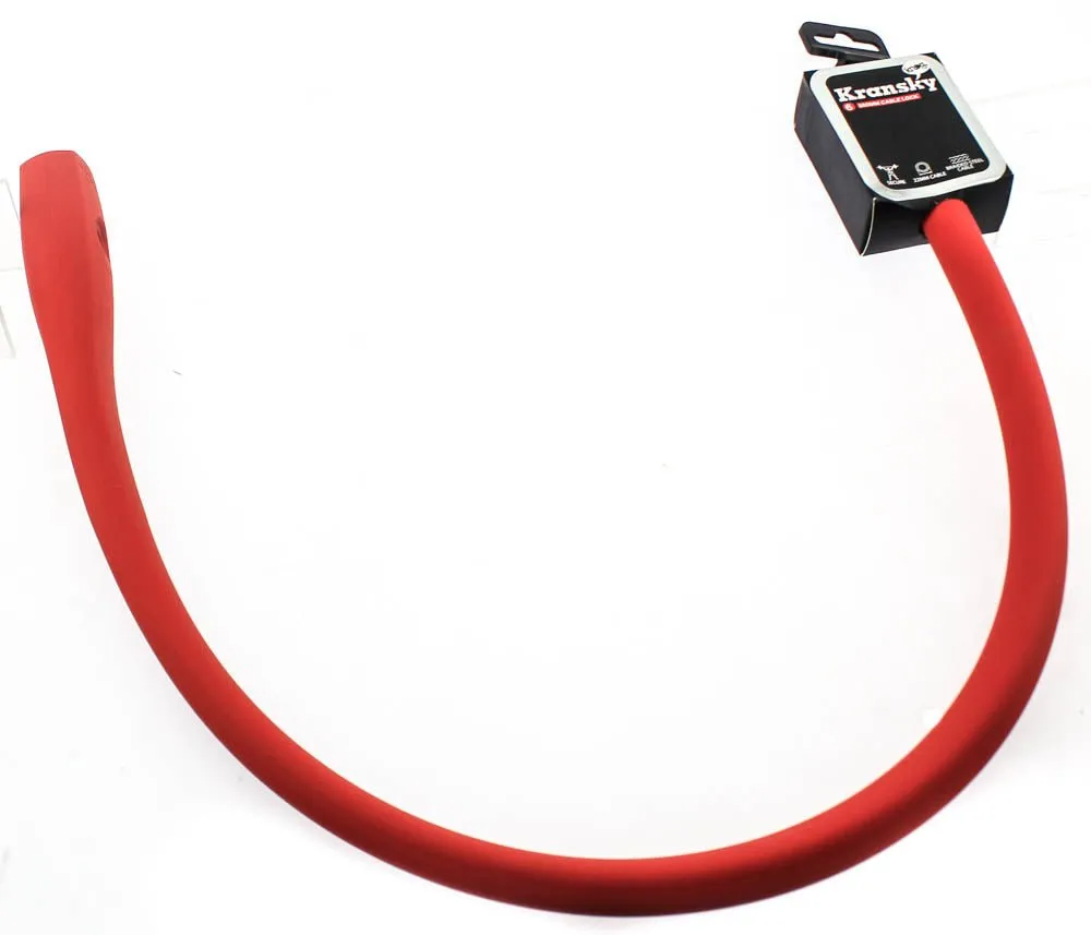 Knog Kransky 880mm Cable Bike Lock With Bracket Red Keyed Silicone Steel New