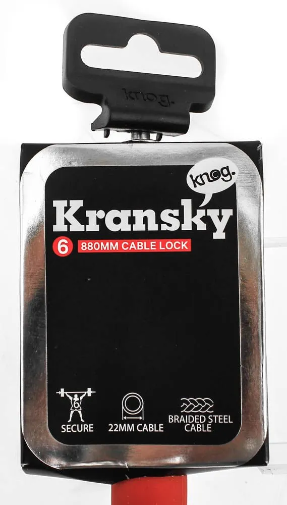 Knog Kransky 880mm Cable Bike Lock With Bracket Red Keyed Silicone Steel New