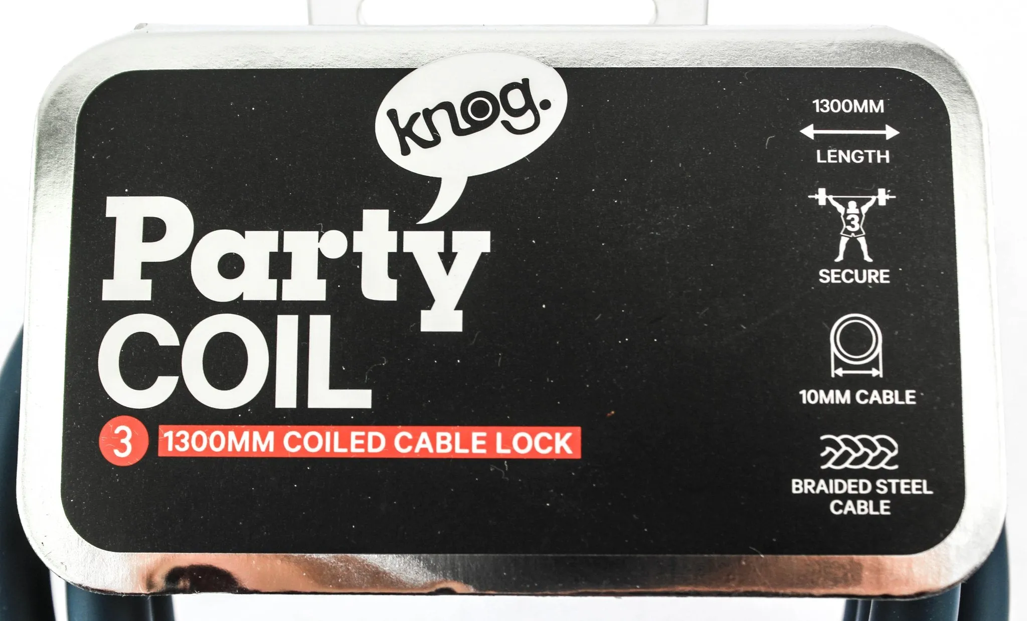 Knog Party Coil 1300mm Coiled Cable Bike Lock 10mm Braided Steel Indigo NEW
