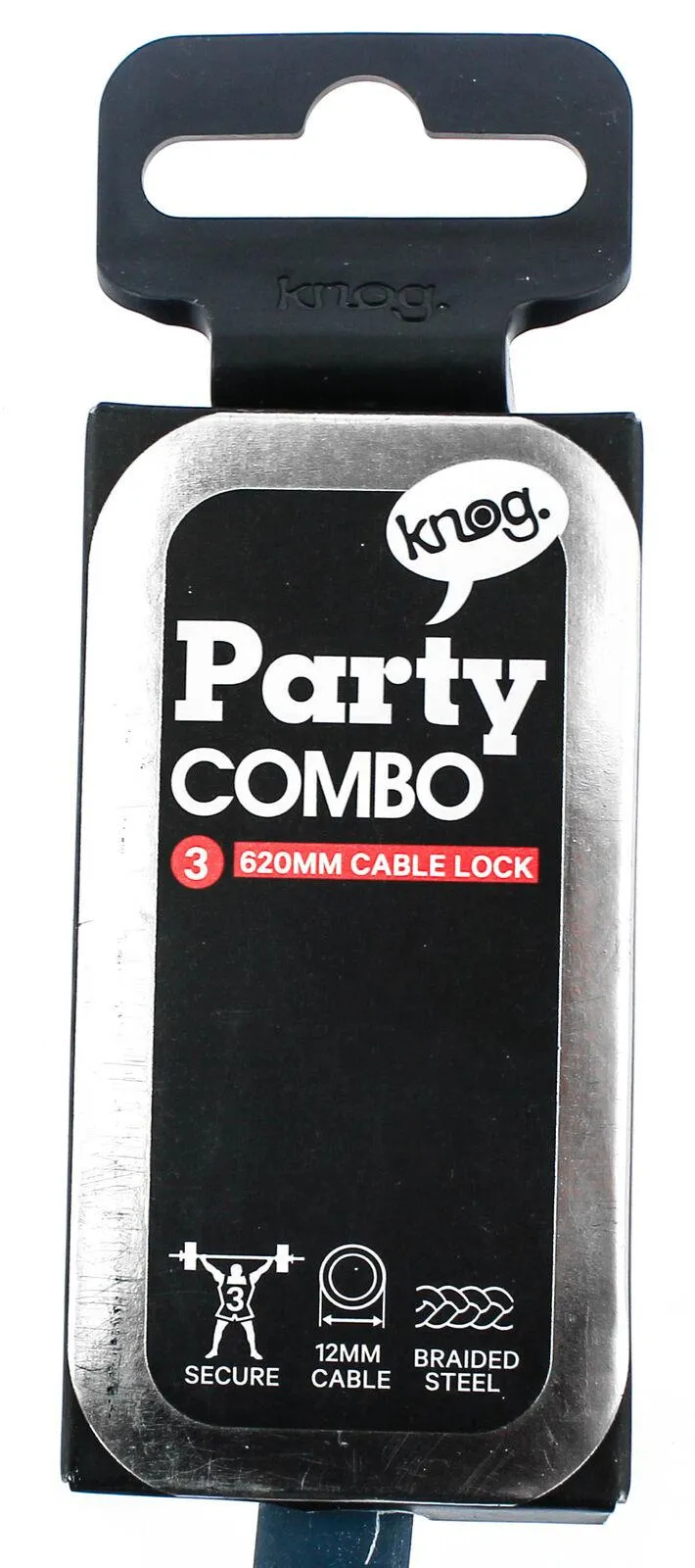 Knog Party Combo 620mm Cable Combination Bike Lock Braided Steel Indigo New