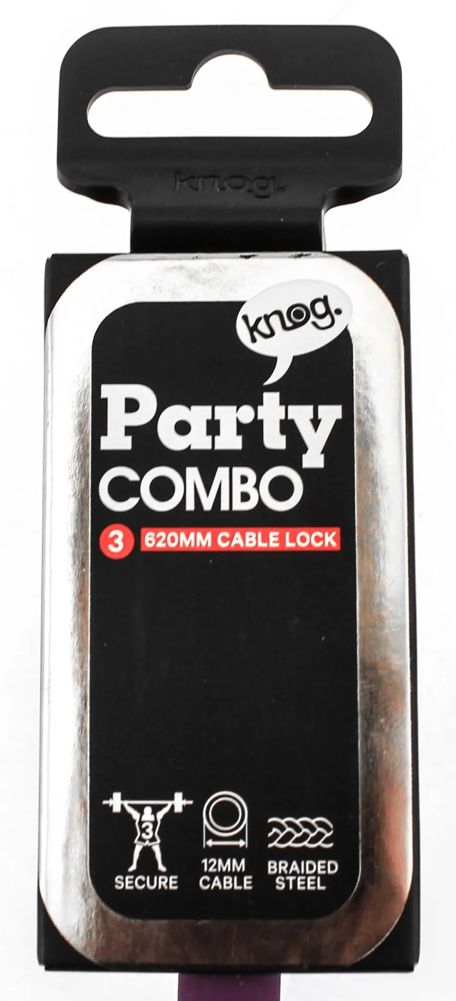 Knog Party Combo 620mm Combination Bike Lock Braided Steel Grape Purple New