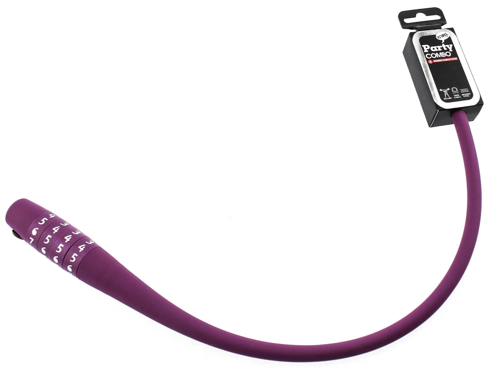 Knog Party Combo 620mm Combination Bike Lock Braided Steel Grape Purple New