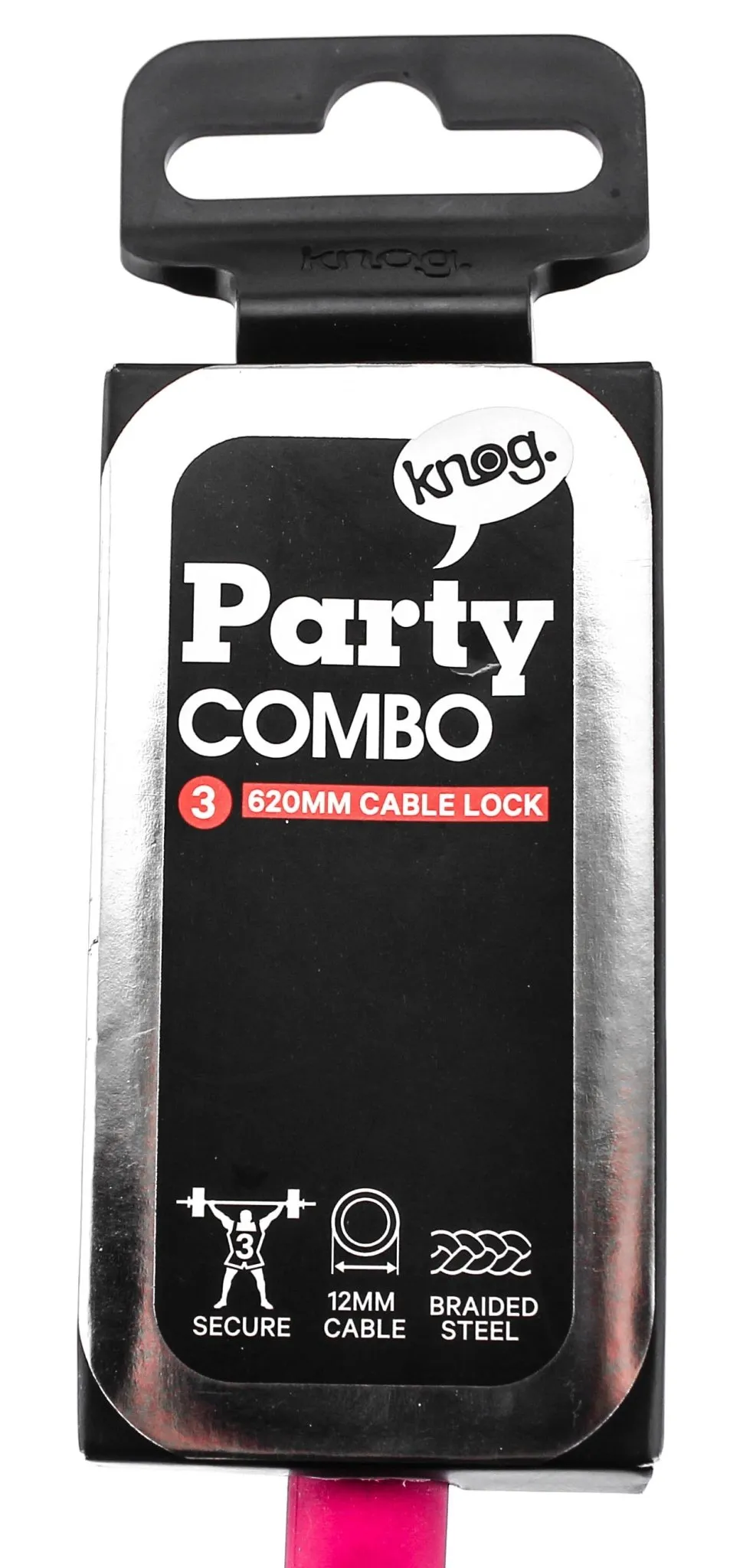 Knog Party Combo 620mm Combination Bike Lock Braided Steel Rose Pink New