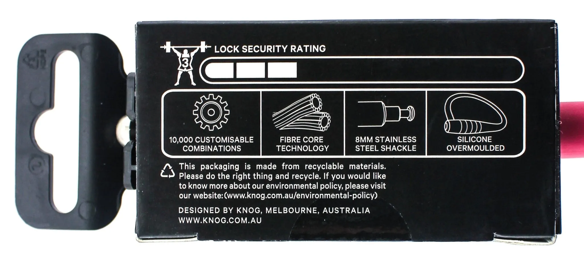 Knog Party Combo 620mm Combination Bike Lock Braided Steel Rose Pink New