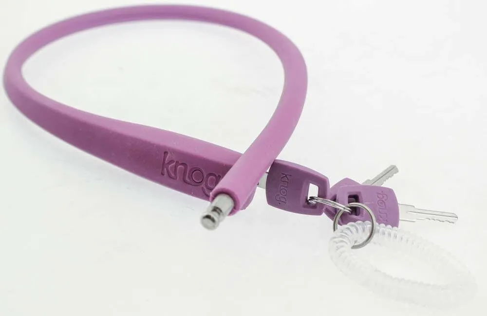 KNOG PARTY FRANK 620mm Cable Bike Lock With Bracket Grape Purple Keyed Steel NEW