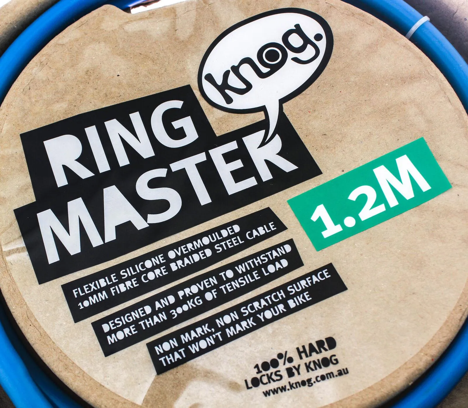 Knog Ring Master 1.2m Bike Cable Bike Silicone Over-Moulded Blue 10mm Steel NEW