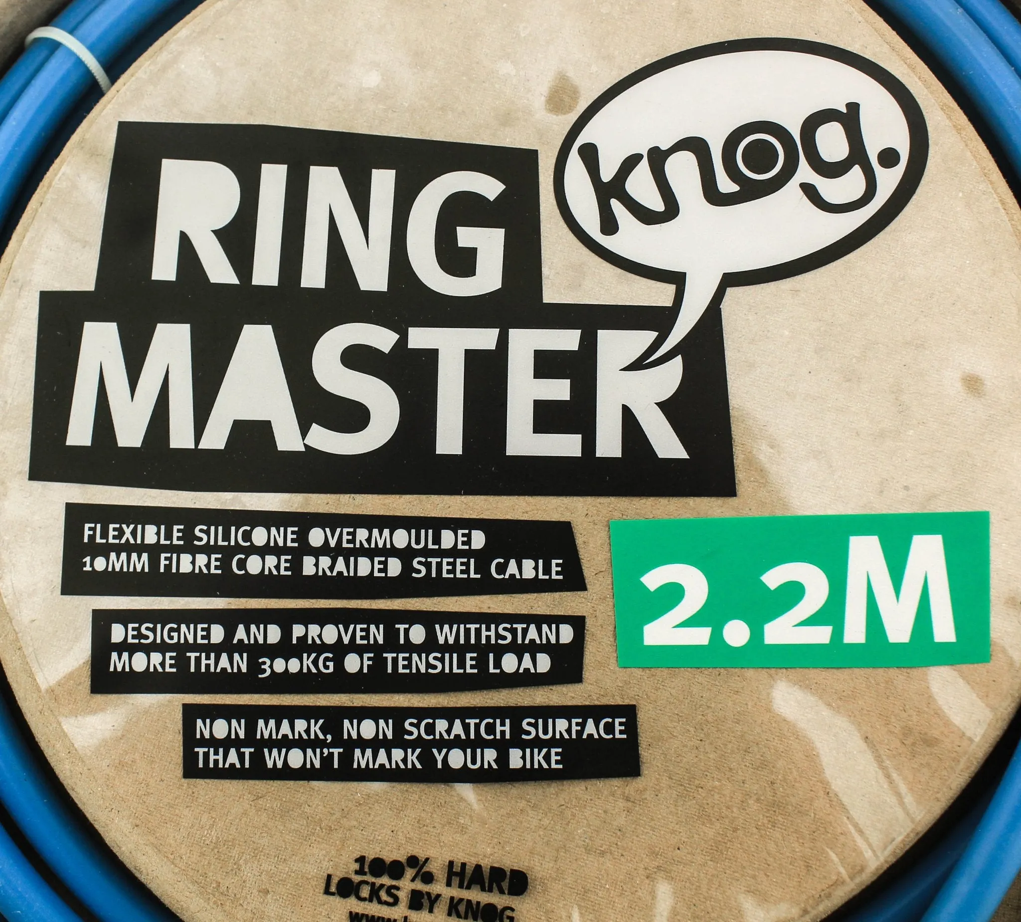 KNOG RING MASTER 2.2m Bike Cable Bike Silicone Over-Moulded Blue 10mm Steel NEW