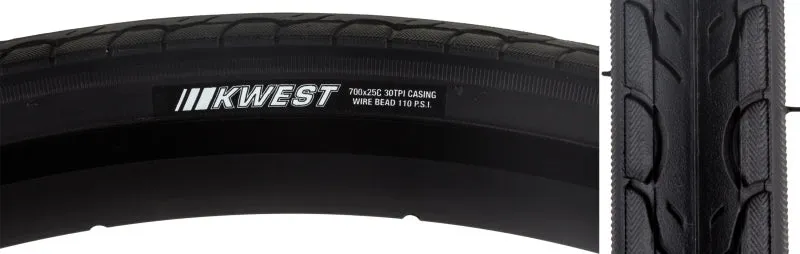 Kwest Tire 700x25C Wire Clincher 30TPI Black