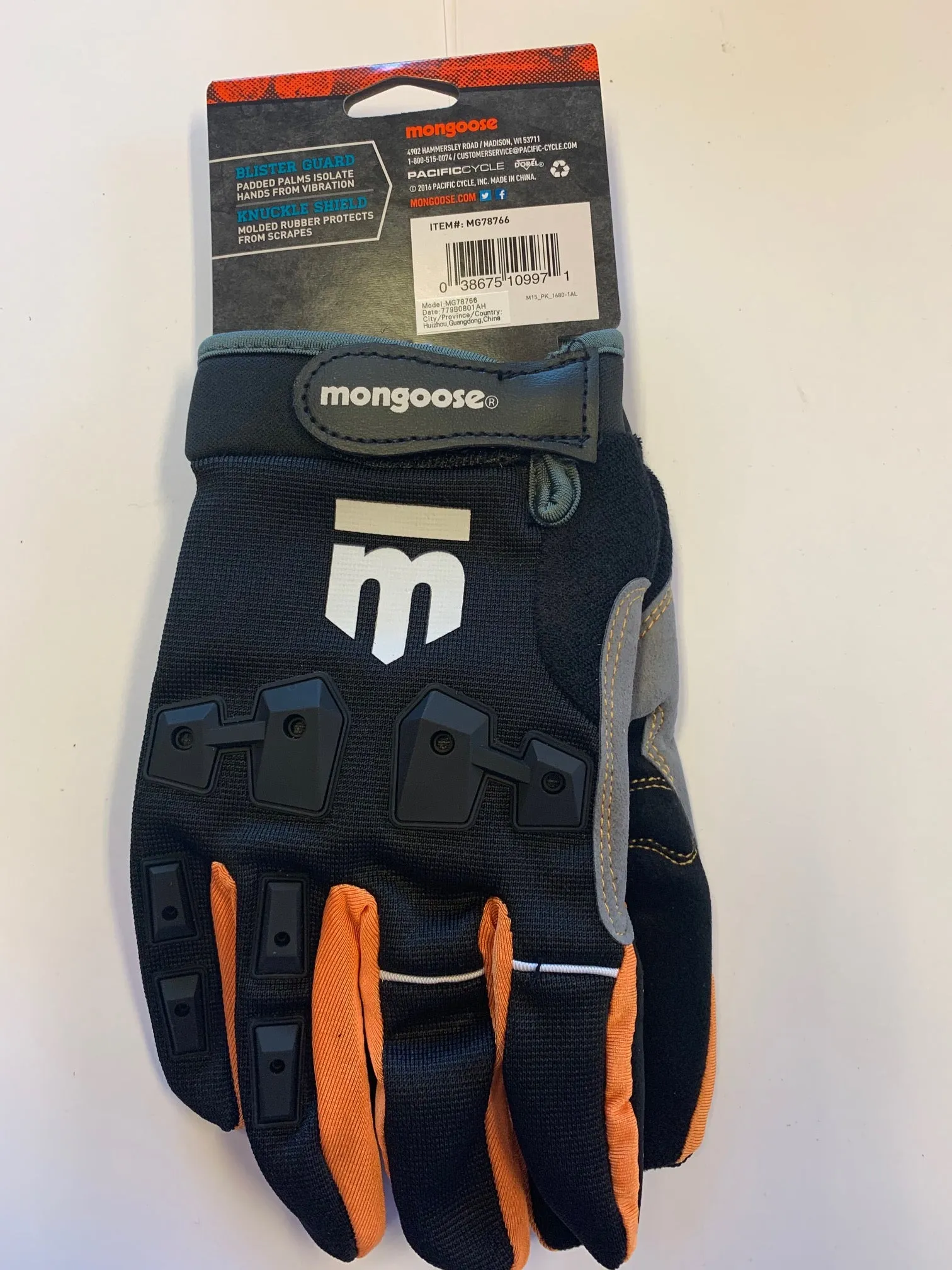 Lot of 6 Mongoose L/XL Full Finger Bike Bicycle Padded Gloves BMX Mountain New