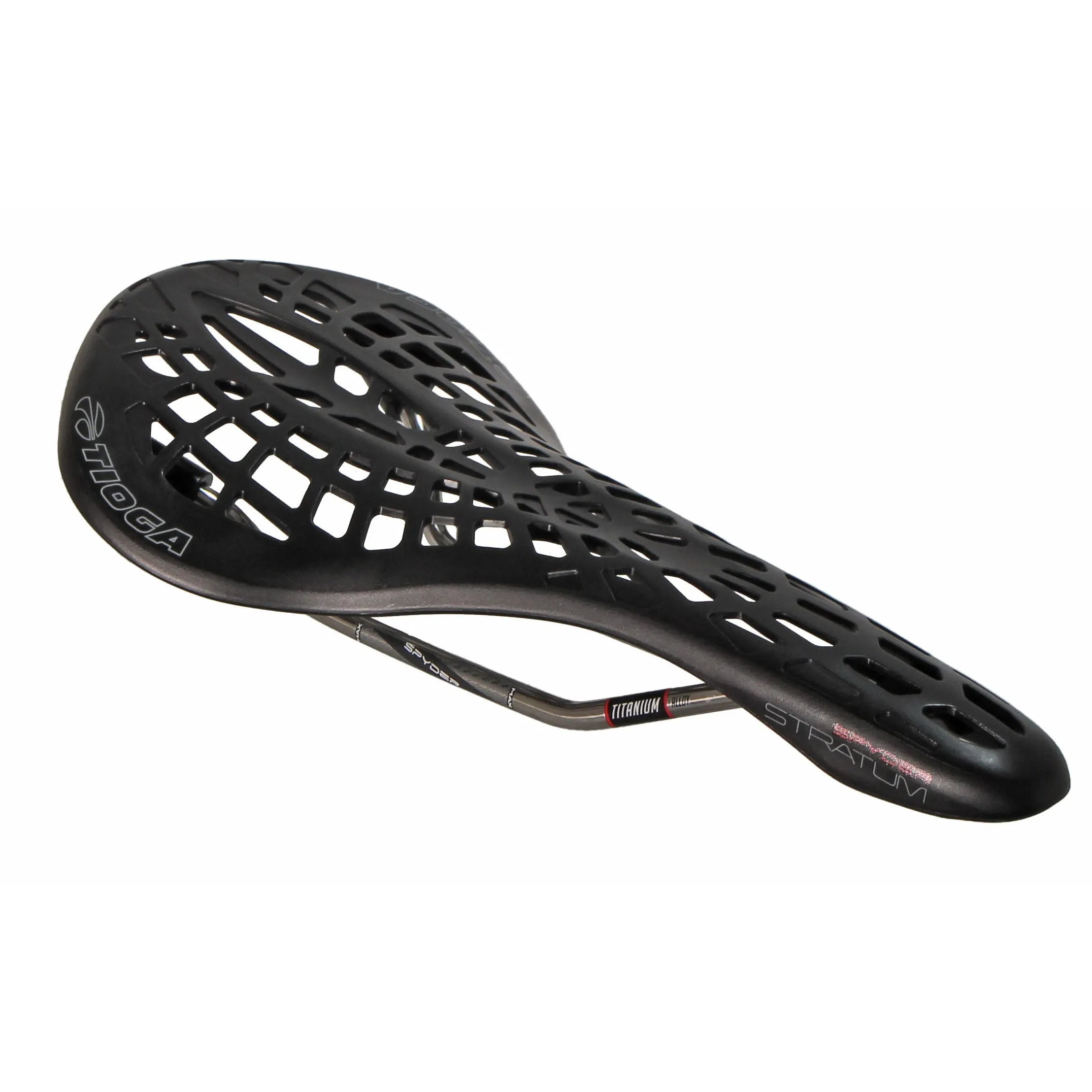 Spyder Stratum Saddle Titanium Rail - Black