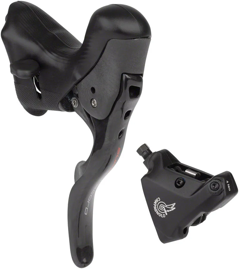 Super Record Ergopower Hydraulic Brake/Shift Lever Disc Caliper - Left/Front 12-Speed 140mm Flat Mount Caliper BLK