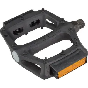 V6 Pedals - Platform Plastic 9/16" Black with Reflectors
