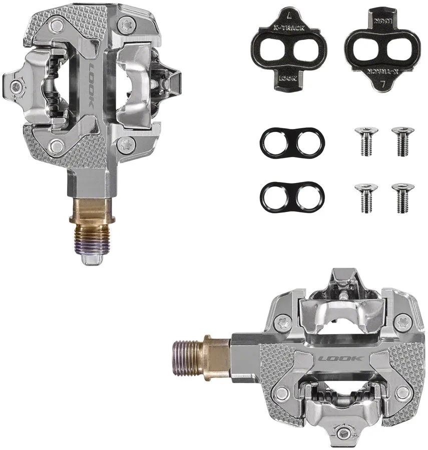X-TRACK Single Power Pedals - Dual Sided Clipless Chromoly  9/16" Silver