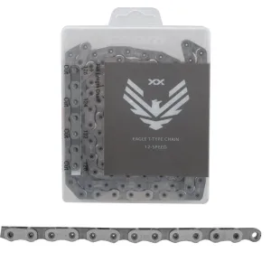 XX Eagle T-Type Flattop Chain - 12-Speed 126 Links Hollow Pin Includes PowerLock Connector PVD Coated Silver