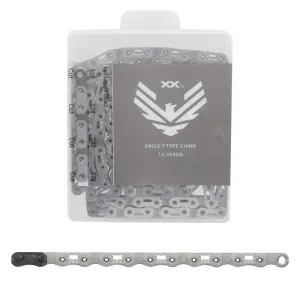 XX SL Eagle T-Type Flattop Chain - 12-Speed 126 Links Hollow Pin Includes PowerLock Connector PVD Coated Silver
