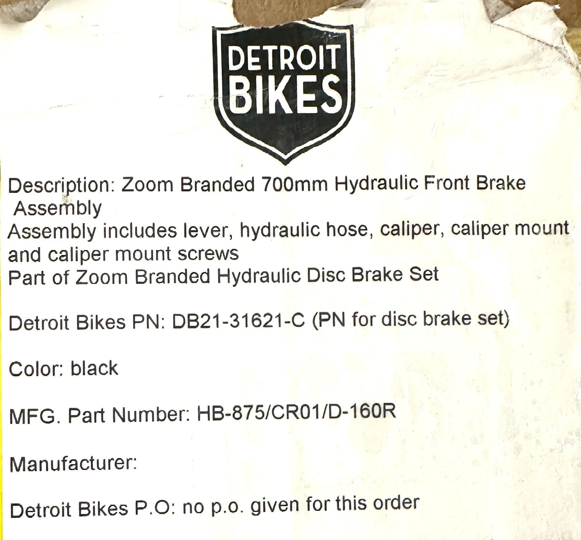 ZOOM HB-875 Bicycle Hydraulic Disc Brake Bike Front/Rear 700mm 1350mm IS/PM New