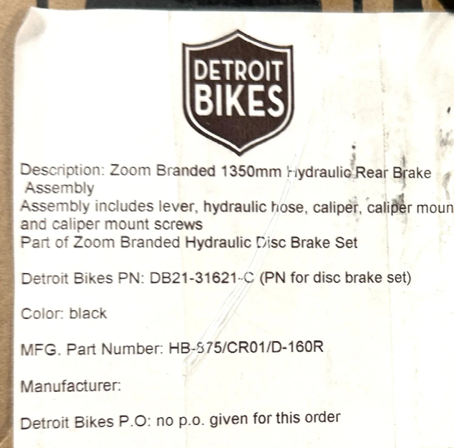 ZOOM HB-875 Bicycle Hydraulic Disc Brake Bike Front/Rear 700mm 1350mm IS/PM New